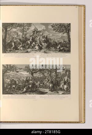 Charles le Brun bataille des Hydaspes et la mort du roi Poros. Gravure sur cuivre, gravure 1725-1780, 1725/1780 Banque D'Images