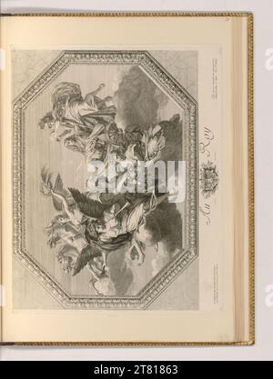 Charles le Brun Louis XIV dans le cloudwear. gravure spätes 17. Century Banque D'Images