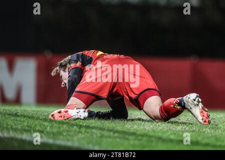 Roeselare, Belgique. 17 novembre 2023. Le Belge Romeo Vermant photographié lors du match entre l'équipe des jeunes U21 de l'équipe nationale belge de football Red Devils et les U21 d'Écosse, au stade « The Nest » de Roeselare, vendredi 17 novembre 2023, match de qualification 4/10 dans le groupe B avant le Championnat d'Europe des moins de 21 ans 2025 de l'UEFA. BELGA PHOTO BRUNO FAHY crédit : Belga News Agency/Alamy Live News Banque D'Images