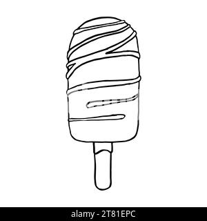 Gâteau sur un bâton, gâteau pop dans le glaçage bleu avec confiserie rayée. Illustration vectorielle d'un grand ensemble de bonbons pour la décoration et le design, Birthda Illustration de Vecteur