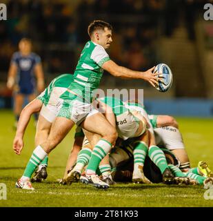 17 novembre 2023 ; AJ Bell Stadium, Salford, Lancashire, Angleterre; English Premiership Rugby, sale Sharks versus Newcastle Falcons ; James Elliott de Newcastle Falcons Banque D'Images