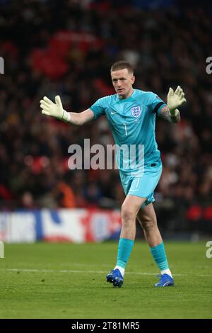 Londres, Royaume-Uni. 17 novembre 2023. Jordan Pickford (E) au match de qualification Angleterre - Malte UEFA Euro 2024 au stade de Wembley, Londres, Royaume-Uni, le 17 novembre 2023. Crédit : Paul Marriott/Alamy Live News Banque D'Images