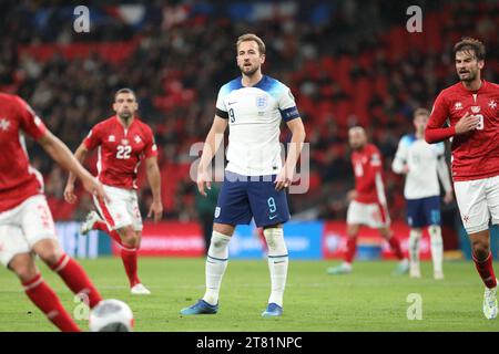 Londres, Royaume-Uni. 17 novembre 2023. Harry Kane d'Angleterre lors du match de qualification de l'UEFA EURO 2024 entre l'Angleterre et Malte au stade de Wembley, Londres, Angleterre, le 17 novembre 2023. Photo de Joshua Smith. Usage éditorial uniquement, licence requise pour un usage commercial. Aucune utilisation dans les Paris, les jeux ou les publications d'un seul club/ligue/joueur. Crédit : UK Sports pics Ltd/Alamy Live News Banque D'Images