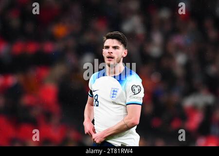 Declan Rice (18 England) sera présent lors du match de qualification du Groupe C pour les Championnats d'Europe de l'UEFA entre l'Angleterre et Malte au stade de Wembley, à Londres, le vendredi 17 novembre 2023. (Photo : Kevin Hodgson | MI News) crédit : MI News & Sport / Alamy Live News Banque D'Images