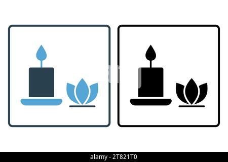 Illustration de l'icône de bougie. icône liée à la méditation, la concentration, la concentration et l'illumination intérieure. style d'icône solide. conception vectorielle simple modifiable Illustration de Vecteur