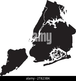 Carte Black Boroughs de la VILLE DE NEW YORK, ÉTATS-UNIS Illustration de Vecteur