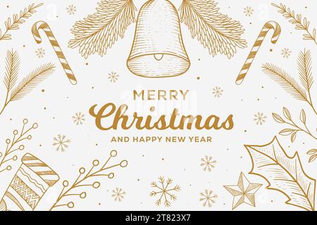 Illustration de fond joyeuse de Noël dessinée à la main Illustration de Vecteur