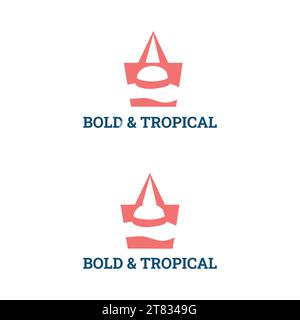 Beach marque logo Design Vente de chapeaux et sacs fourre-tout. Illustration de Vecteur