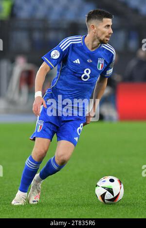 Jorginho d'Italie lors du match de football Euro 2024 qualifiant le Groupe c Italie-Macédoine du Nord, Rome, Italie. 17 novembre 2023. AllShotLive/Sipa USA crédit : SIPA USA/Alamy Live News Banque D'Images