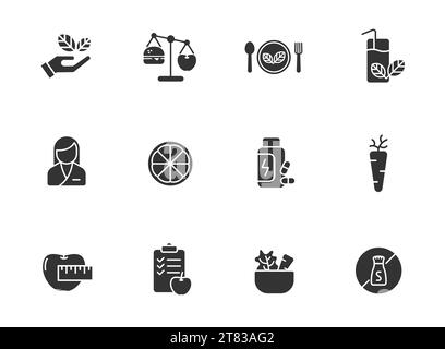 icônes de glyphe d'aliments sains isolées Illustration de Vecteur