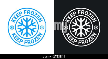 Conservez l'illustration du logo vectoriel figé. Pictogramme d'étiquette de produit congelé. Emballage autocollant pour les aliments surgelés en hiver. Illustration de Vecteur