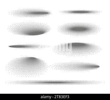 Cercle d'ombre ovale dégradé de pointillés. Cadre de conception de fond à points de boule de texture d'effet d'ombre. Illustration de Vecteur