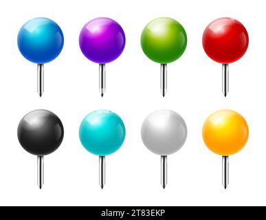 Vecteur boule de vecteur icône épingle isolée. Icône de marqueur en épingle à bouton-poussoir couleur ronde. Illustration de Vecteur