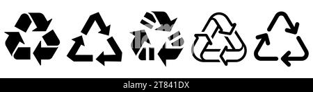 Icône de symbole de recyclage définie. Collection de symboles de recyclage universels dans un style plat. Illustration vectorielle Illustration de Vecteur