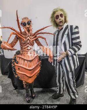 Coventry, Royaume-Uni. 18 novembre 2023. Le 8e événement annuel, spectacle prothétique à Coventry Arena Beetle Juice meeting the Deadly Spider, Credit : Paul Quezada-Neiman/Alamy Live News Banque D'Images