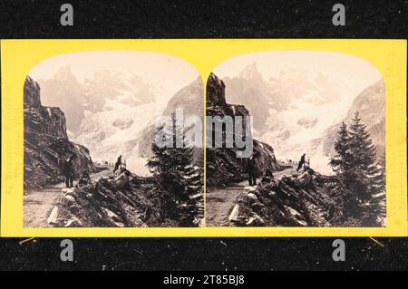 William Angleterre le glacier DE LA BRENVA sur le côté sud du Mont blanc Massiv. Papier albumine, sur la boîte boîte / format stéréo vers 1865 Banque D'Images
