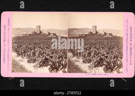 Johann Friedrich Stiehm le château de Klopp près de Bingen am Rhein, qui a été agrandi en 1875-1879. Papier albumine, sur la boîte / stéréo format 1879 ou ultérieur Banque D'Images