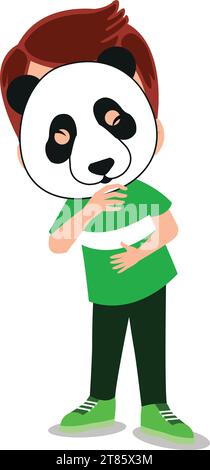 mignon garçon dans le masque de panda Illustration de Vecteur