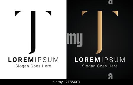 Logo de luxe initial T Monogram Text Letter Design Illustration de Vecteur