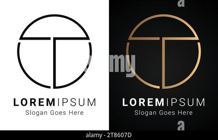 Logo de luxe initial T Monogram Text Letter Design Illustration de Vecteur