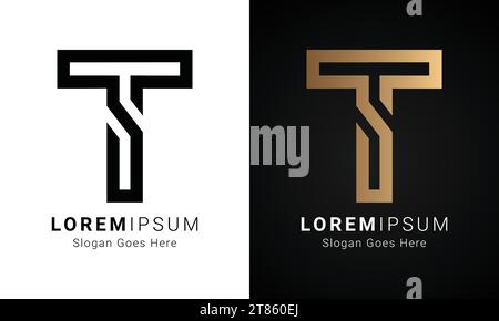Logo de luxe initial T Monogram Text Letter Design Illustration de Vecteur