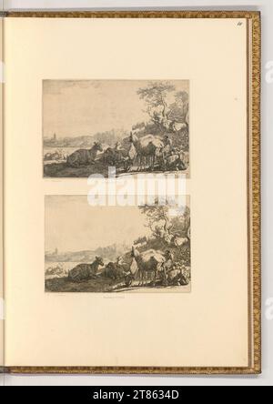 Paulus Potter (Ausführende r Künstler in) Paysage avec troupeau de moutons. gravure 1644, 1644 Banque D'Images