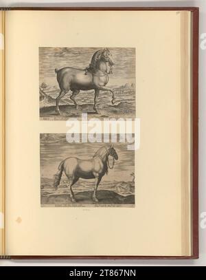 Jan van der Straet Horses. Gravure sur cuivre imprimée vers 1580 Banque D'Images