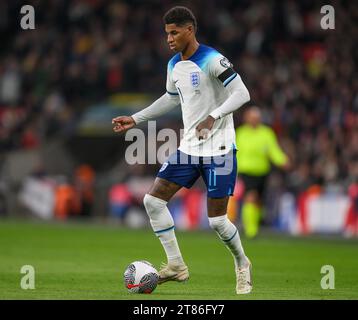 17 novembre 2023 - Angleterre - Malte - qualification Euro 2024 - Wembley. L'Anglais Marcus Rashford lors de la qualification pour l'Euro 2024 contre Malte. Photo : Mark pain / Alamy Live News Banque D'Images