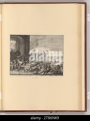 Jan Luyken (Ausführende r Künstler in) scène de combat à une porte de la ville. gravure vers 1679 Banque D'Images