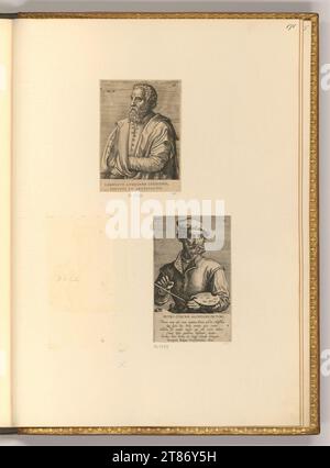 Jan Wierix (graveur) Portrait Lambert Lombard ; Pieter Coecke van Aelst. Gravure sur cuivre 1572, 1572 Banque D'Images