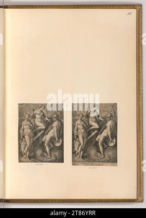 Adriaen Collaert (graveur) le jugement de Paris sur Vénus, Junon et Minerve. Gravure sur cuivre 1560-1618, 1560/1618 Banque D'Images