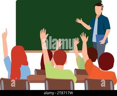 Professeur et travailleur Cute Boy Raising Finger Class Illustration de Vecteur