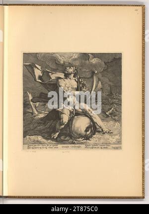 Jan Harmensz. Muller (graveur) Arion sur le dauphin. Gravure sur cuivre imprimée vers 1590 Banque D'Images