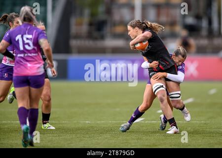 Sophie de Goede de Saracens Women lors du match des femmes Allianz Premier 15s entre Saracens Women et Loughborough Lightining au StoneX Stadium, Londres, Angleterre le 18 novembre 2023. Photo de Phil Hutchinson. Usage éditorial uniquement, licence requise pour un usage commercial. Aucune utilisation dans les Paris, les jeux ou les publications d'un seul club/ligue/joueur. Crédit : UK Sports pics Ltd/Alamy Live News Banque D'Images