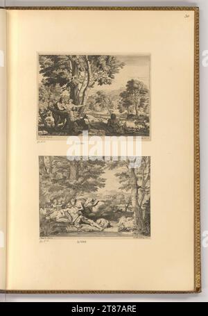 Abraham Blooteling (Verleger in) couple de berger ; Diana et endymion. gravure 1656-1690, 1656/1690 Banque D'Images