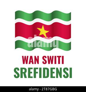 Affiche typographique du Suriname Independence Day en néerlandais.Fête nationale le 25 novembre.Modèle vectoriel pour, bannière, prospectus, carte de vœux, bc Illustration de Vecteur