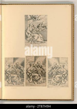 Guido Reni (Ausführende r Künstler in) la sainte famille avec le garçon Jean. gravure 17. Siècle , 17e siècle Banque D'Images