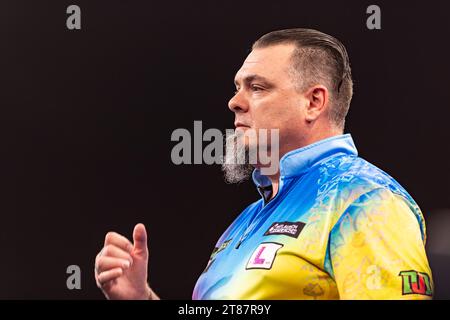 WV Active, Aldersley, Wolverhampton, Royaume-Uni. 18 novembre 2023. 2023 PDC Grand Slam of Darts, jour 8 ; Stowe Buntz crédit : action plus Sports/Alamy Live News Banque D'Images