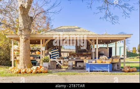 stand de ferme de sagaponack sur sagg main un jour d'automne Banque D'Images