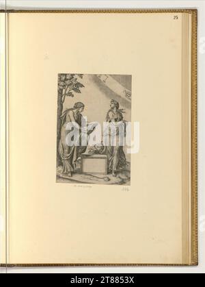 Marcantonio Raimondi (an der Entstehung Beteiligte r) Sibyllen Cumana et Tiburtina avec signe zodiaque Balance et Scorpion. Gravure sur cuivre ; gravure 16. Siècle , 16e siècle Banque D'Images