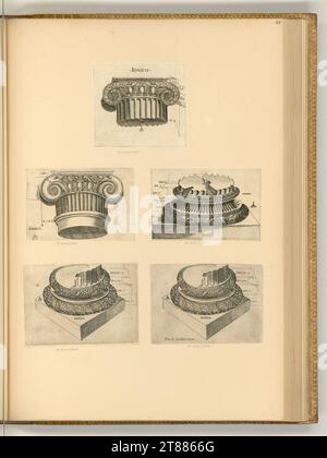 Monogrammiste (unbestimmt) (unbestimmt) chapitre de colonne Ionienne et bases. Gravure sur cuivre impression 16. Siècle , 16e siècle Banque D'Images