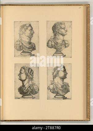Mario Cartaro (graveur) Portrait bustes des empereurs romains de l'antiquité. Gravure sur cuivre 1545-1604, 1545/1604 Banque D'Images