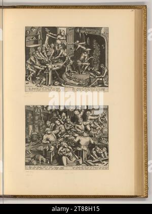 Pieter van der Heyden (graveur) la cuisine maigre ; la cuisine grasse. Gravure sur cuivre imprimée après 1563 Banque D'Images