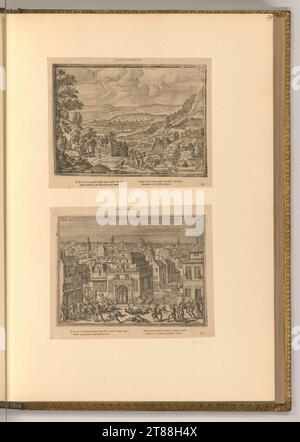 Pieter Van der Borcht (graveur) Abraham et les trois anges ; lots maison. gravure 1581, 1581 Banque D'Images