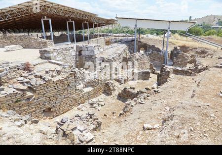 Les ruines antiques de Stobi en Macédoine du Nord sont connues pour leur mosaïque bien préservée Banque D'Images