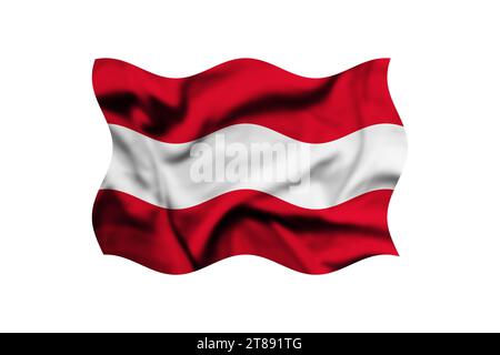 Le drapeau de l'Autriche agite dans le vent sur fond blanc. Masque inclus Banque D'Images