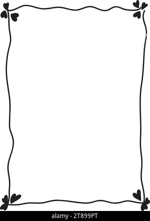 Cadre de coeur bordure abstraite dessin à la main carte de mariage contour icône de forme pour décoratif romantique et amour vintage doodle élément pour la conception dans le vecteur il Illustration de Vecteur