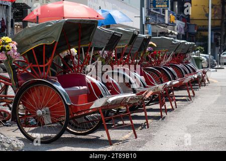 Pousse-pousse à vélo à George Town, Penang, Malaisie Banque D'Images