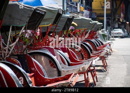 Pousse-pousse à vélo à George Town, Penang, Malaisie Banque D'Images