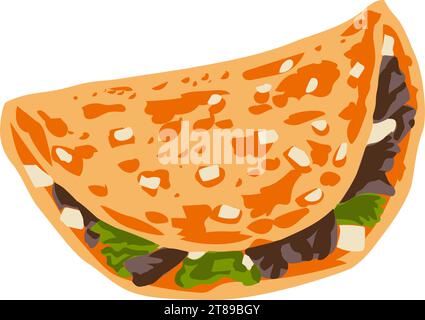 Tacos Birria Taco Quesabirria Quesadilla dessin Art Illustration Vector Flat Design Illustration de Vecteur